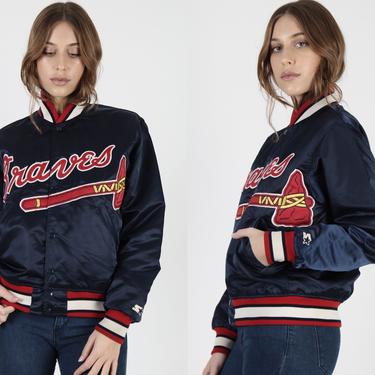 Vintage 80s Atlanta Braves Starter Jacket Braves Satin Jacket Pockets 90, American Archive