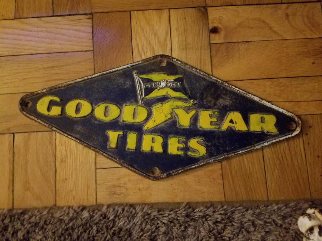 Vintage Diamond Goodyear Tire Advertising Sign MOB Vintage