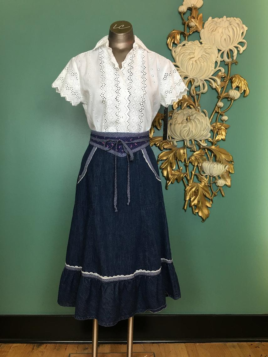Jessicas gunnies, gunne sax skirt, denim skirt, vintage 70s