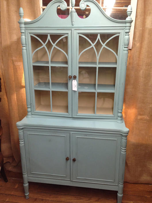 Vintage hutch with on sale glass doors