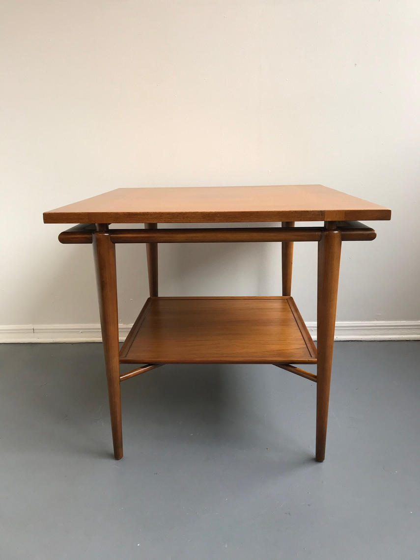 Mid Century Side Table With Floating Shelf John Widdicomb By