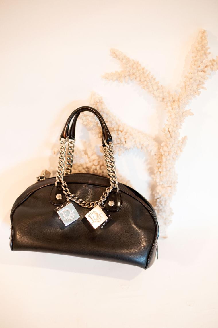 Christian Dior Rare Gambler Dice Bowler Bag with Rhinestones Chain Backroom Clothing Los Angeles CA