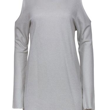 RtA - Cream Glitter Cold Shoulder Hooded Dress w/ Frayed Edges Sz XS