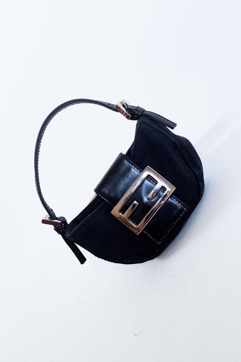 Vintage 00's Fendi Black Neoprene Baguette Bag