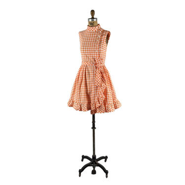 checkered past | vintage 1950s 1960s fit flare dress | gingham | vtg 50s 60s play dress | xs/s | extra small/small 