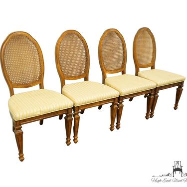 Set of 4 BERNHARDT FURNITURE Italian Neoclassical Tuscan Style Cane Back Dining Side Chairs 111-511 