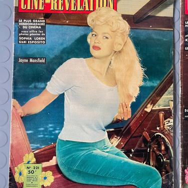 9 French Cine-Revelations Magazines, Jane Mansfield Etc. Movie Star Rag Mid-Century Hollywood 1950s 