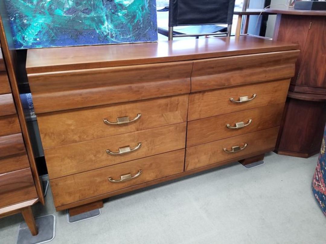 MidCentury Modern six drawer dresser by Johnson Carper Peg Leg