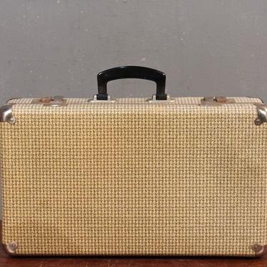 Small Mid Century Houndstooth Suitcase