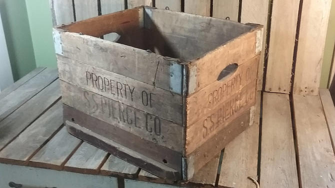 S.S. Pierce, sold Pierce, Vintage Wood Crate, Vintage Crate, Folding Crate, SS Pierce, Vintage Wooden Crate, Vintage Folding Crate, Rare Crate