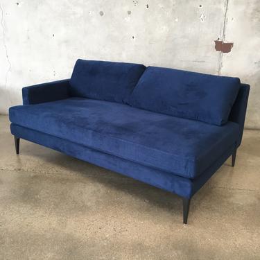 New Andes Blue Velvet One Arm Sofa