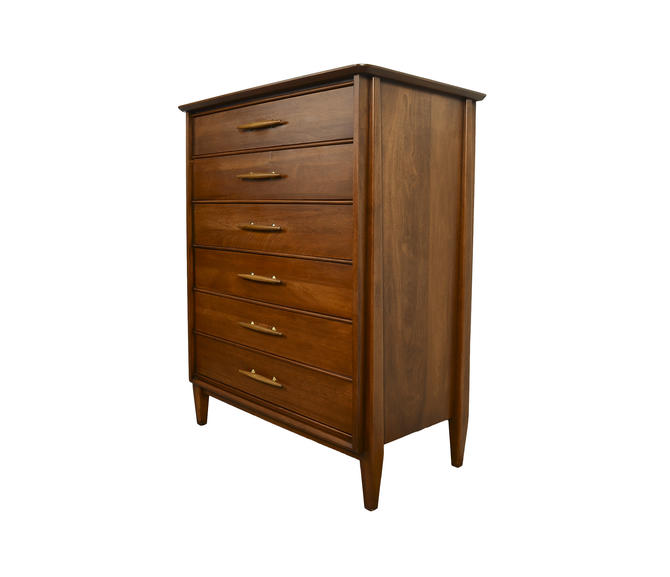 Walnut Tall Chest Davis Cabinet Company Mid Century Modern By