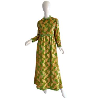 60s Bernetti Beaded Dress / Vintage Couture Metallic Gold Lame Gown / 1960s Brocade Rhinestone Silk Dress Medium 