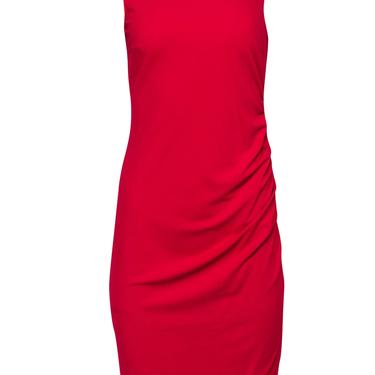 Wolford - Red Sleeveless Ruched Midi Dress Sz 8
