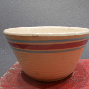 Antique Watt Pottery Mixing Bowl #7 Ring Yelloware Dining Serving Fruit Crockery Crock Stoneware Pottery Ringware Farmhouse Cottage Decor 