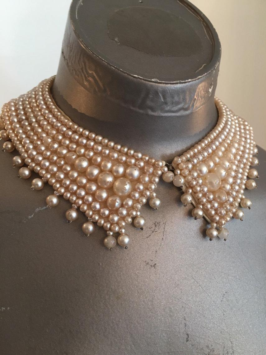 Vintage Pearl Collar Necklace Choker sale Baar & Beards Japanese Pearl