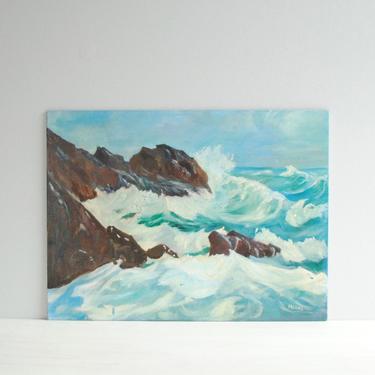 Vintage Ocean Painting, Seascape Painting, Vintage Ocean Painting, Oil Oceanscape Painting, Signed Oil Painting, Nautical Painting 