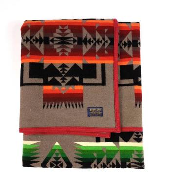 Vintage Pendleton Beaver State Chief Joseph Rainbow Wool Trade Blanket Twin Size - Native American Inspired Pattern 