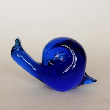 vintage blue glass snail 
