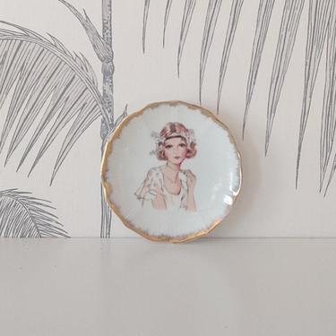 Vintage Trinket Dish, Jewelry Dish, hand painted,Lego Porcelain, made in Japan, circa 30's 