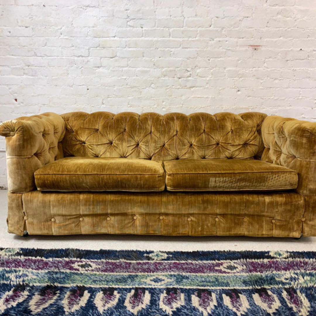 Tufted Gold Velvet Couch Sunbeam Vintage Highland Park Los