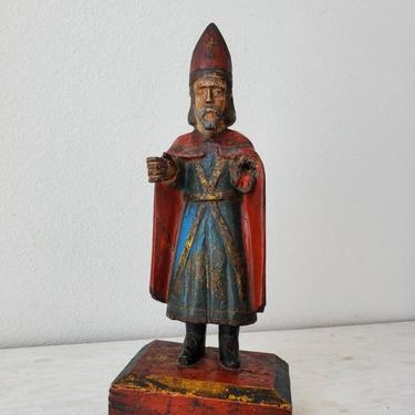 18th/19th Century Spanish Colonial Mexican Folk Art Religious Carved Polychrome Santos Altar Figure 