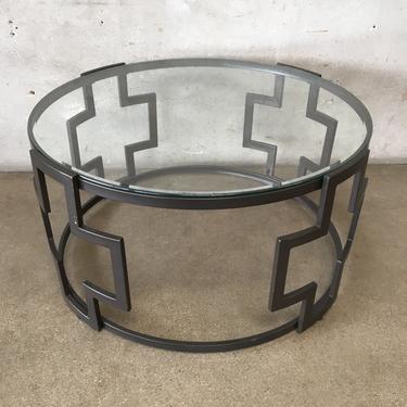 Modern Glass &amp; Metal Round Coffee Table