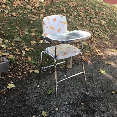 chrome and white vinyl vintage high chair