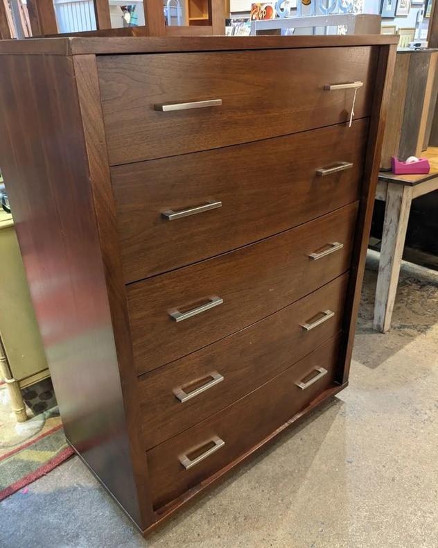 Mid century modern dresser with smooth rolling drawers.  38x19x51" high