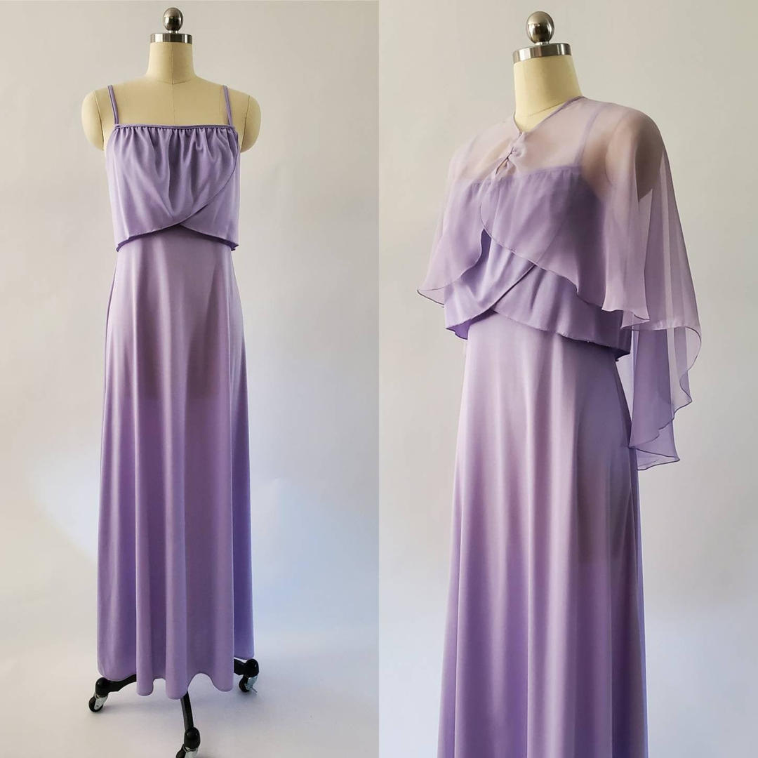 1970s Evening Gown w/ Sheer Capelet by JC Penney 70's | Hey Sailor Nice ...