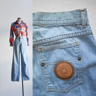 1970s High Waisted Plush Bottoms Jeans 