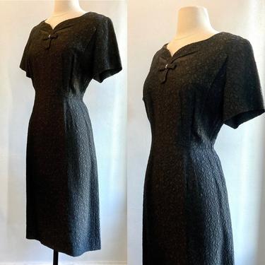 Vintage 50s 60s LACE COCKTAIL Dress / RHINESTONE Detail + Cutouts / A Mendel Creations 