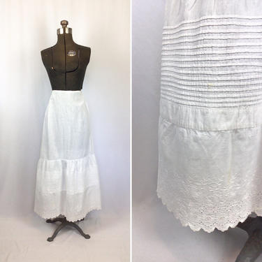 Vintage Edwardian Underskirt | Vintage white eyelet cotton half slip | 1910s petticoat skirt 