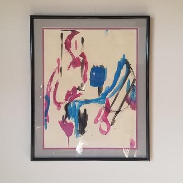 Marta Susstard Expressionist Abstract Painting , Framed 