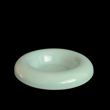 Vintage Modern 7&amp;quot; Round Biomorphic Pottery Ceramic Bowl w Soft Green Glaze Haeger #5136 1970s / 1980s 