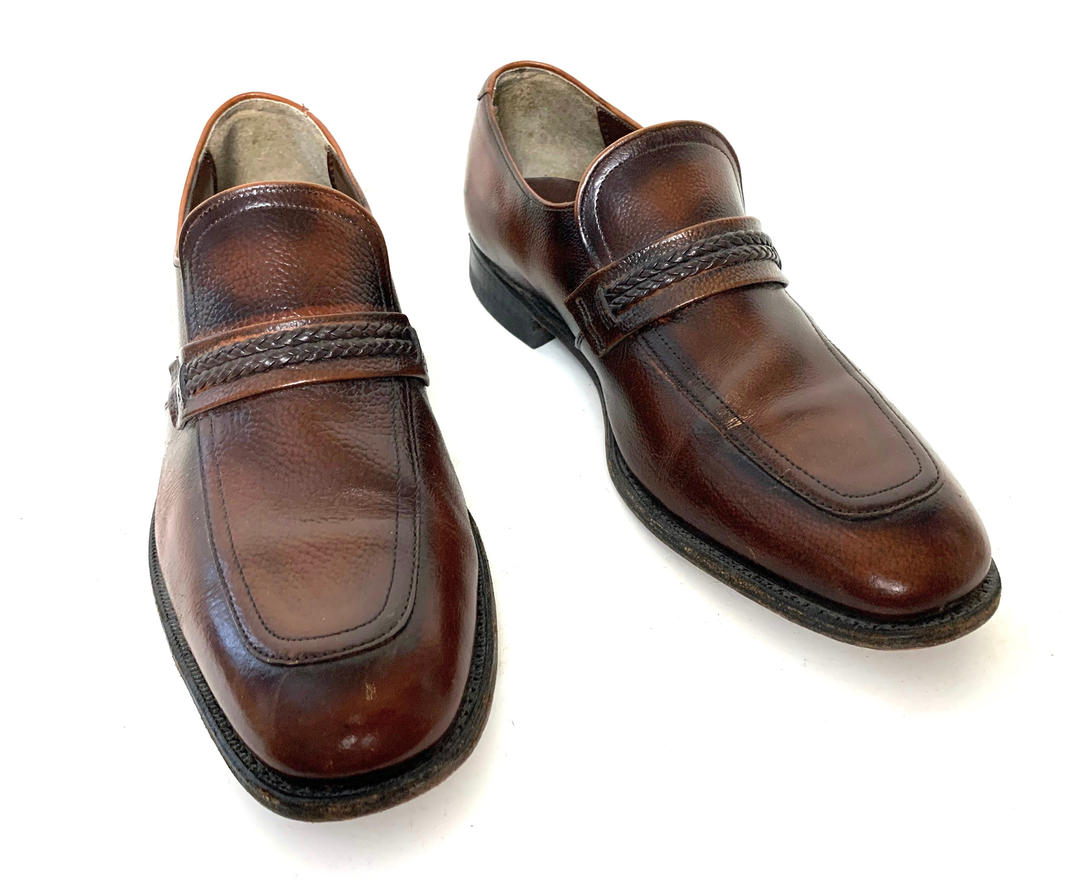 Vintage 1960s/1970s JC PENNEY Dress Shoes 9 1/2 D Strap Loafers