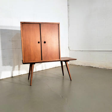 Mid Century Paul McCobb Planner Group Table Bench with Sliding Door Cabinet 