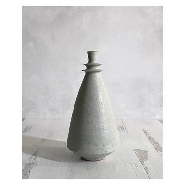 SHIPS NOW- Light Grey Stoneware Vase with a Stone-Like Matte Surface Texture 