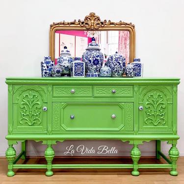 Stunning Hand Painted Buffet, Sideboard, Server, Console, Antiques, Hand Painted. 