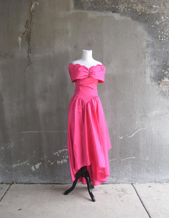 80s Prom Dress Bright Pink Dress Hi Low Dress Princess Aphrodite s Vintage Chicago IL