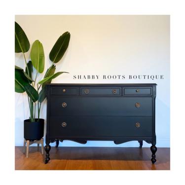 NEW! Matte Black Antique Dresser chest of drawers Gustavian modern farmhouse style - changing table San Francisco by Shab