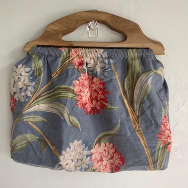 Charming 1940s Hydrangea Print Knitting Bag Vintage Purse Tote 