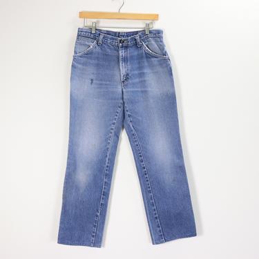 Vintage Faded Work Jeans / 80's Cropped Boyfriend Denim / Sz 30/32 