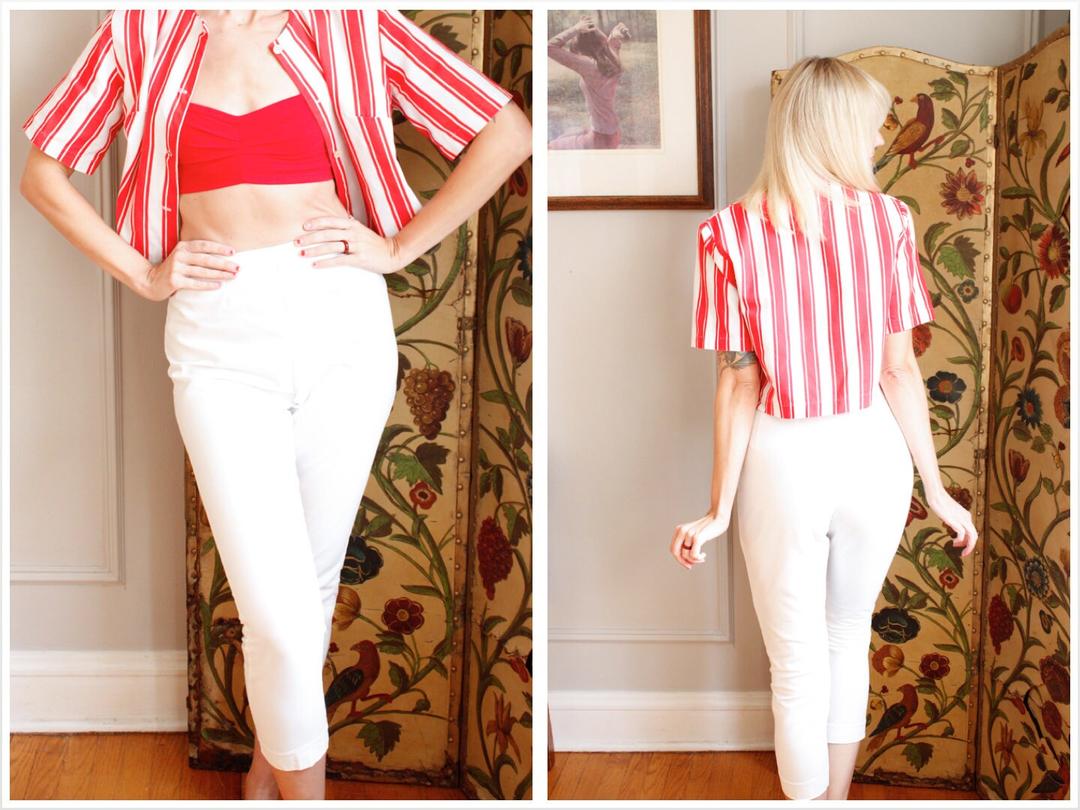 1960s Cigarette Pant // Jack Winter White Capri Pants