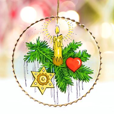 VINTAGE: Gold Trim Glass Ornaments - Candle - Christmas - Holiday - Gift Tag - SKU 15-C1-00016497 