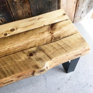 Thick Reclaimed Wood Coffee Table | Living Room Table Low Table or Bench 
