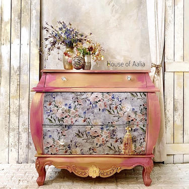 Coral Boho French Bombe Chest | Pink Vintage Chest | | House of Aalia -  Atlanta, GA | ATTIC