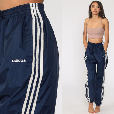 Adidas Track Pants 90s Gym Jogging Running Navy Blue Striped