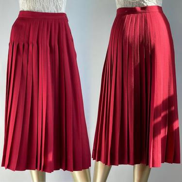 Maroon Wool Blend Skirt with Pretty Pleats 