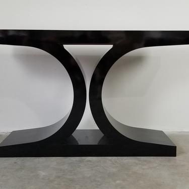 Karl Springer Style Postmodern Black Laminate Console Table . 